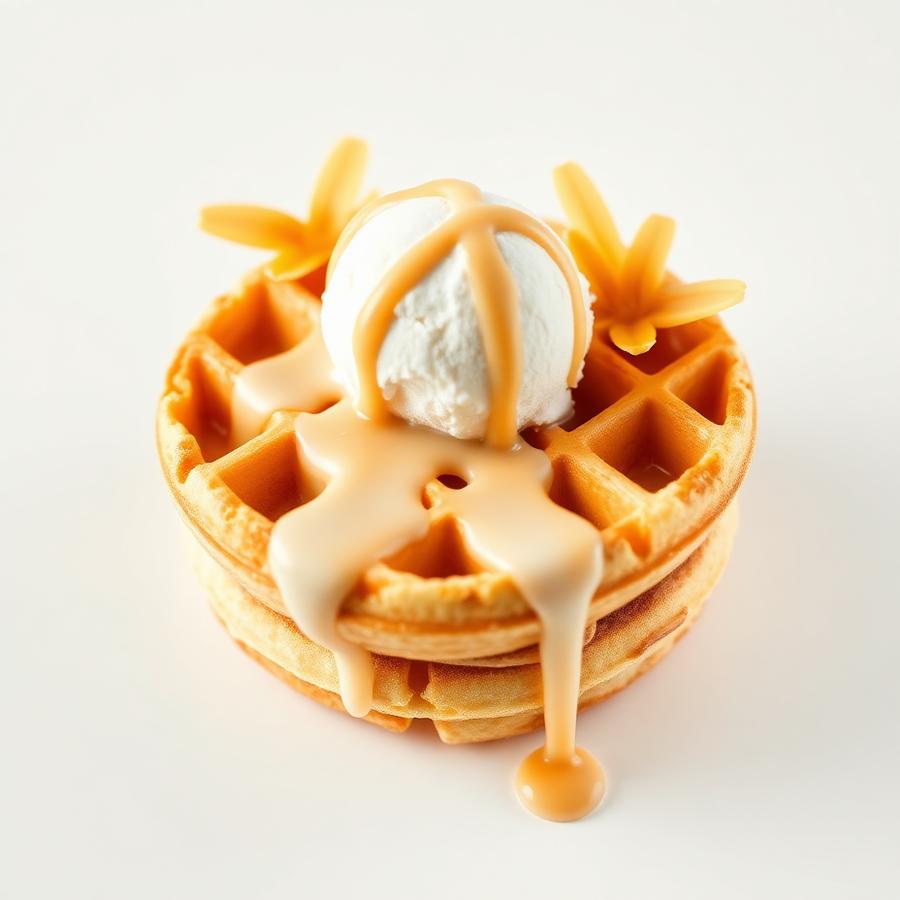 Waffle con helado